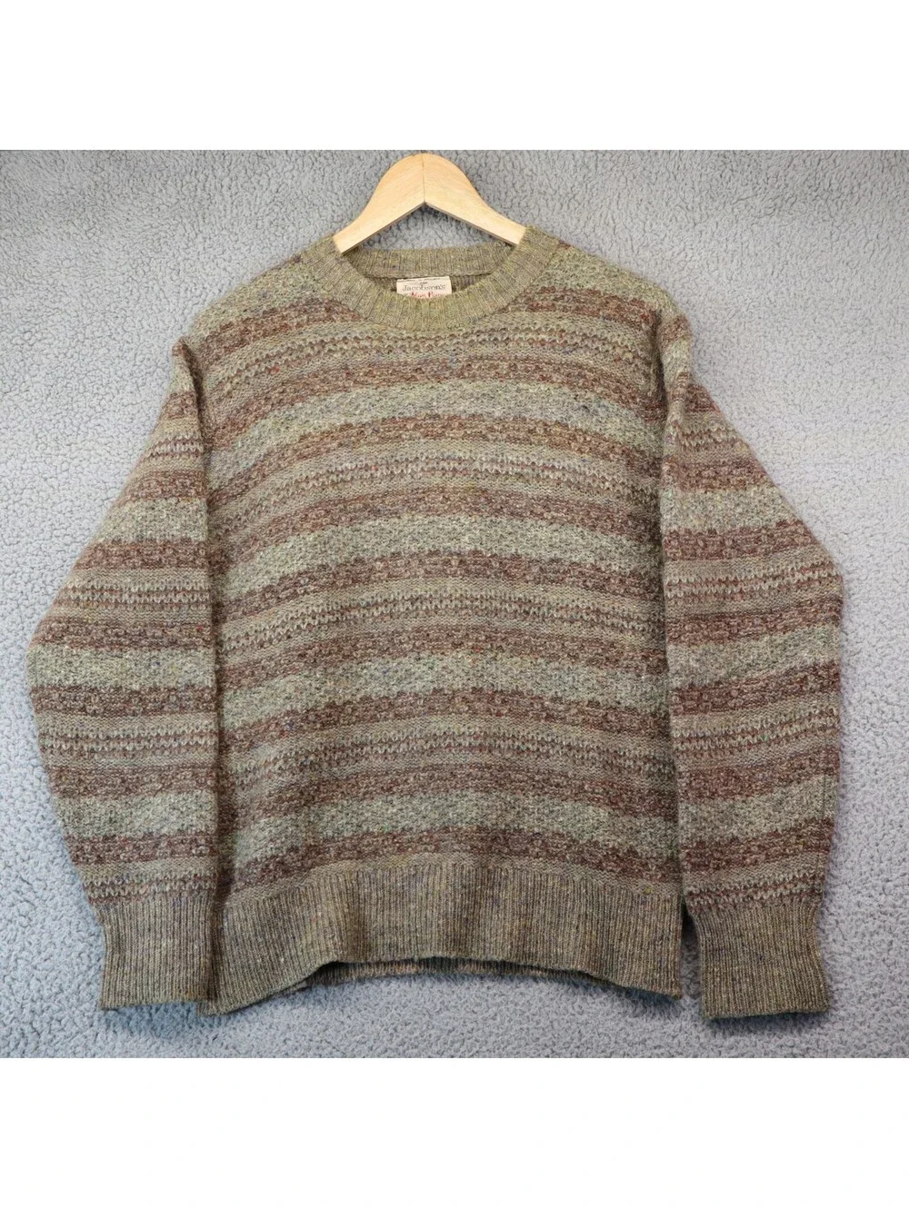 Vtg Alan Paine Shetland Wool England Made Brown Sweater 42